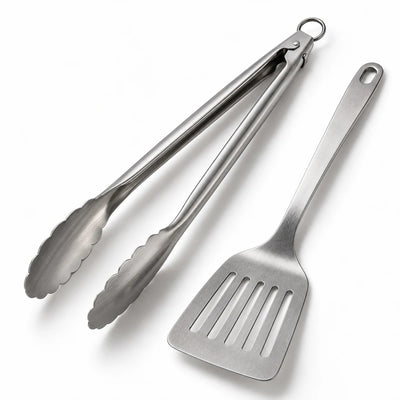 Prymally all-steel tongs and turner, 304 stainless steel
